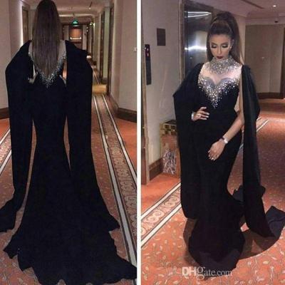 Dubai Caftan, Black Evening Dress, Crystals Evening Dress, Saudi Arabic Evening Dress, Elegant Evening Dress, Muslim Formal Dresses, Chiffon Formal Dress, Formal Dresses 2017