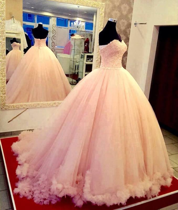 Pink Prom Dress, Prom Ball Gown, Boho Ball Gown, Handmade Flowers Prom Dress, Tulle Prom Dress, Princess Prom Dresses, Elegant Prom Dresses,