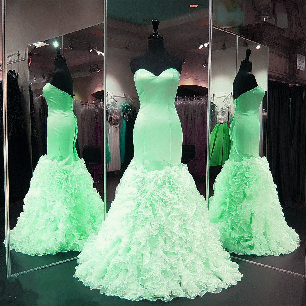 Mint Green Evening Dress, Tiered Evening Dress, Simple Evening Dress, Elegant Evening Dress, Fashion Evening Dress, Formal Dress, Mermaid