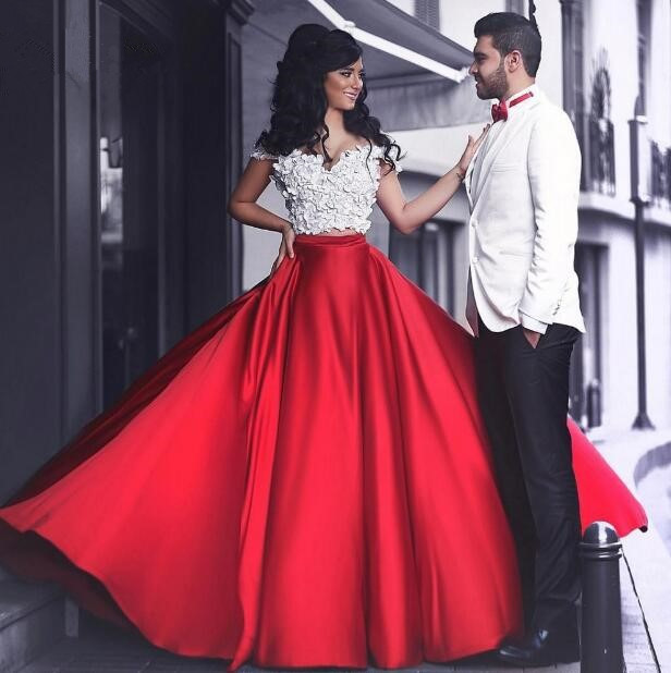 red floral dress prom