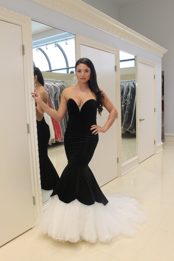 black fishtail ball gown