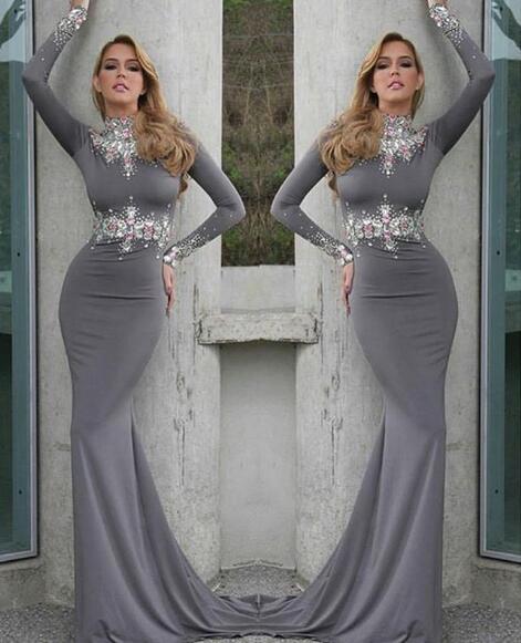 silver gray evening gowns