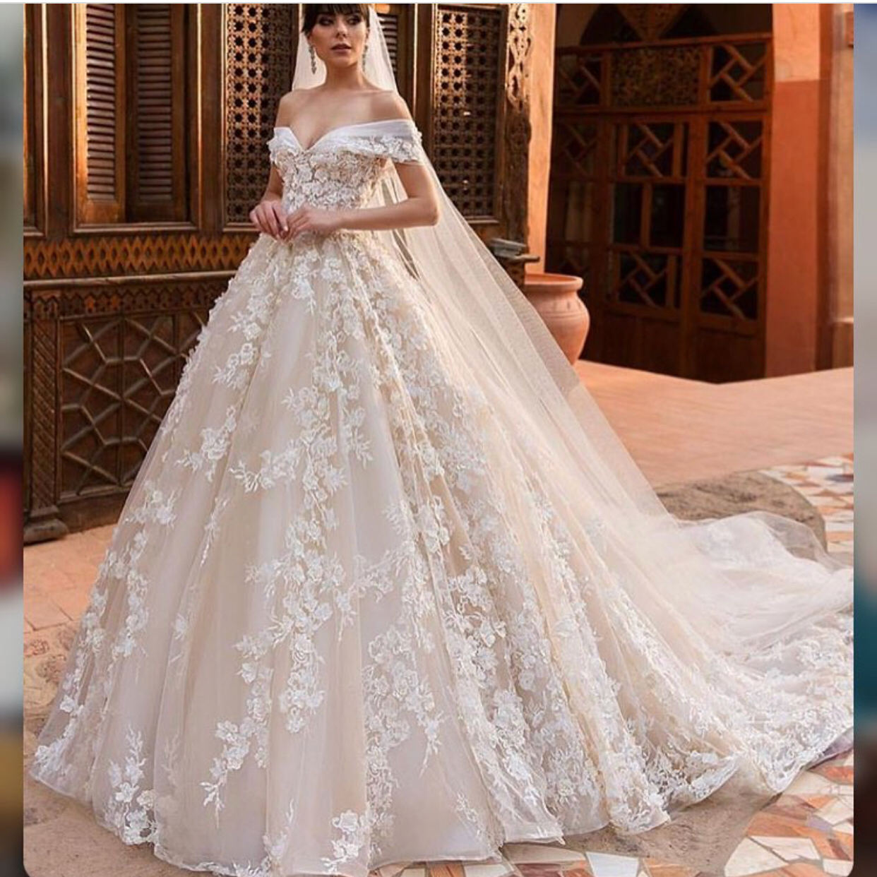 off the shoulder elegant wedding dress