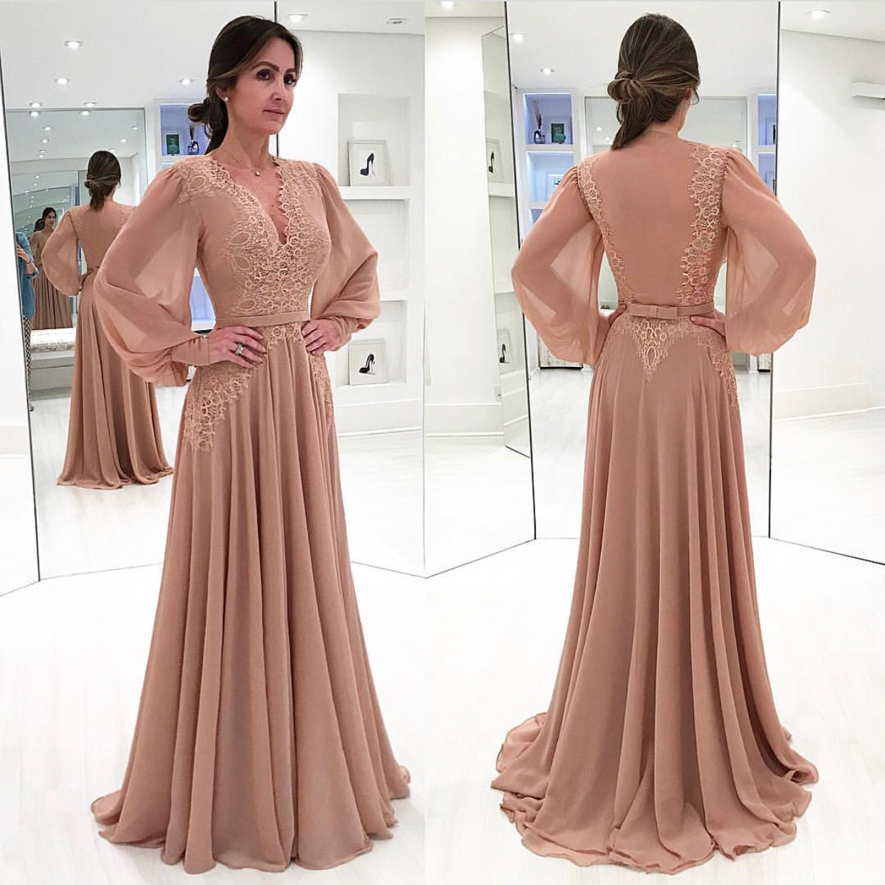 dusty pink long dress