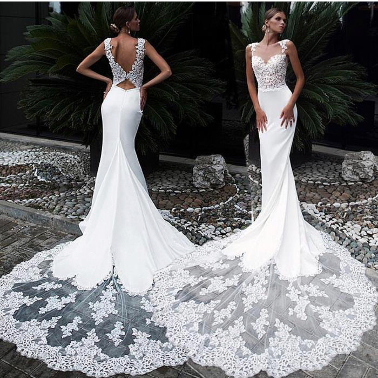 Mermaid Wedding Dress Lace Applique Wedding Dress Sexy