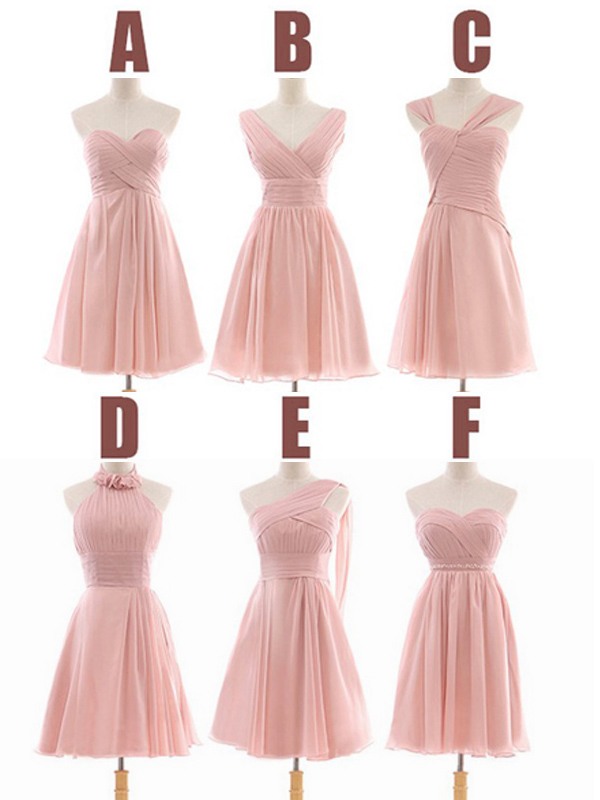 Pink Bridesmaid Dress, Short Bridesmaid Dress, Cheap Bridesmaid Dress, Mismatched Bridesmaid Dress, Wedding Party Dress, Junior Bridesmaid Dress, Custom Bridesmaid Dress