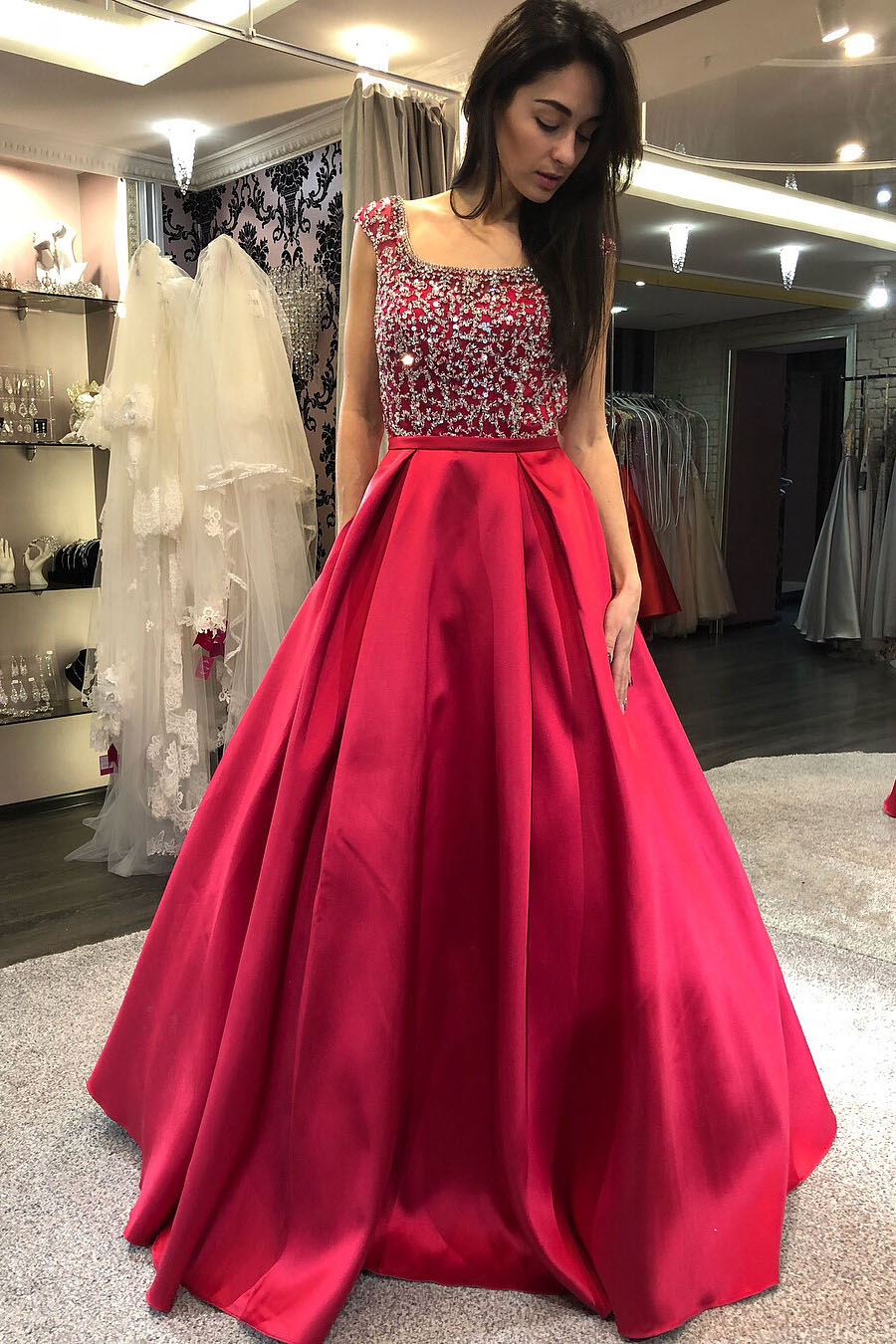 used red prom dress