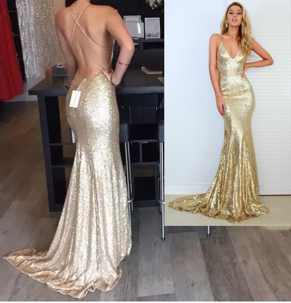 gold sparkle evening gown