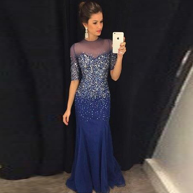 Royal Blue Evening Dress Mermaid Evening Dress Crystals Evening