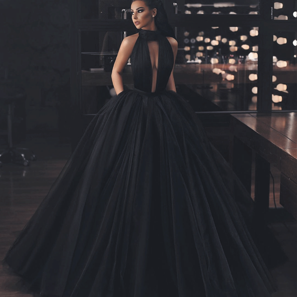 simple black ball gown