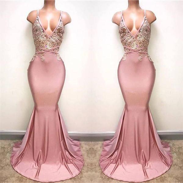 Pink Evening Dress, Sexy Formal Dress, Lace Applique Evening Dress, Backless Evening Dress, Evening Dresses Long, Sexy Formal Dresses, Mermaid