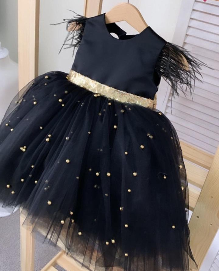 Black Ball Gown Flower Girl Dresses Little Girls Party Dress Black