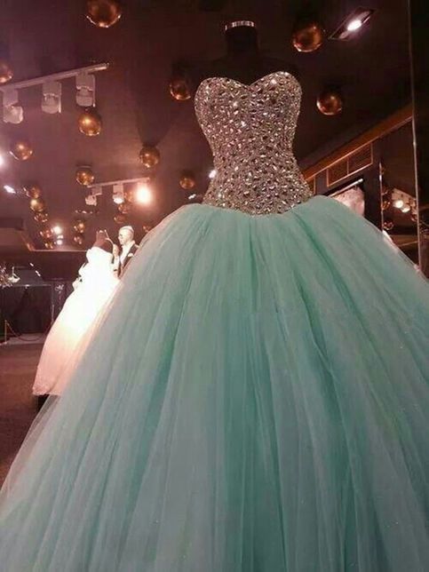 Ball Gown Prom Dress, Mint Green Prom Dress, Crystals Prom Dress, Prom Ball Gown, Beaded Prom Dress, Sweet 18 Dresses, Vestido De Graduacion,