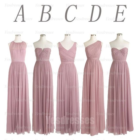 Dusty Pink Bridesmai Dress, Long Bridesmaid Dress, Mismatched Bridesmaid Dresses, Wedding Party Dress, 2023 Bridesmaid Dress, Chiffon Bridesmaid
