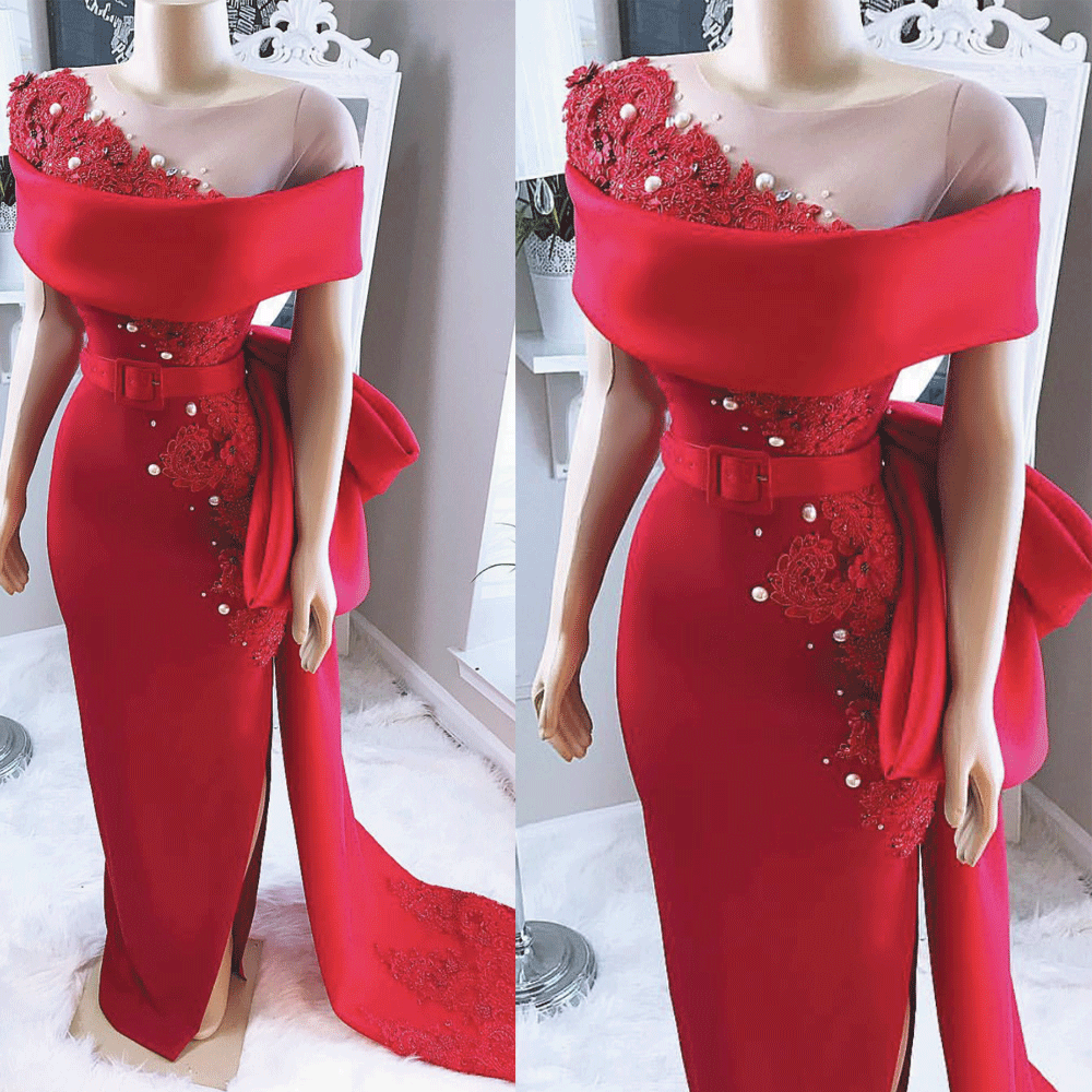 Red Evening Dresses, Lace Applique Evening Dress, Beaded Evening Dress, Mermaid Evening Dress, 2024 Evening Dresses Long, Elegant Evening Dress,