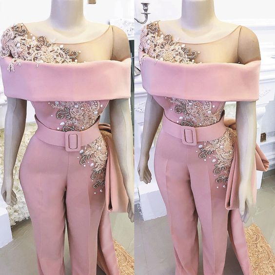 Dusty Pink Jumpsuits For Women, Jumpsuit For Women, Jumpsuit For Weddings, Beaded Evening Party Dresses, Luxury Pant Suit For Women, Crystals