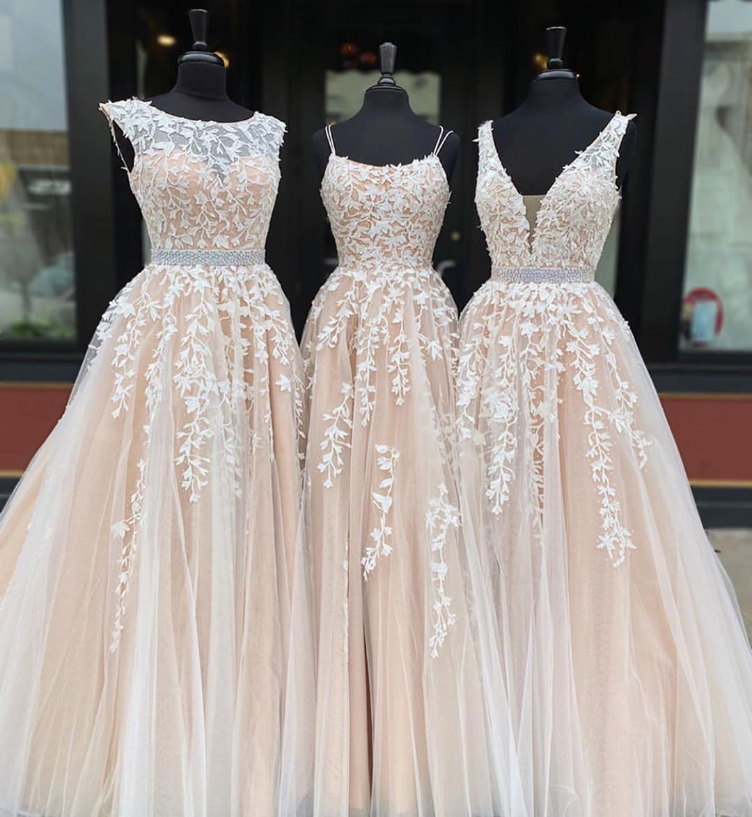 Champagne Prom Dress, Mixed Styles Prom Dress, Lace Applique Prom Dresses, Elegant Prom Dress, Pageant Dresses For Women, Beaded Prom Dresses,
