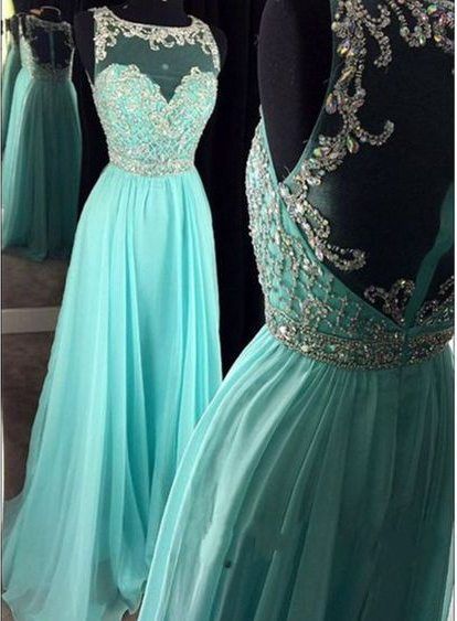 Turquoise Blue Prom Dress, Lace Applique Prom Dress, Beaded Prom Dress, Prom Dresses Long, Chiffon Prom Dress, Elegant Prom Dresses, Long Prom