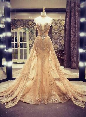 Detachable Skirt Evening Dress, Gold Evening Dress, Sparkly Evening Dresses, Beaded Evening Dress, Luxury Evening Dress, Vestido De Festa,