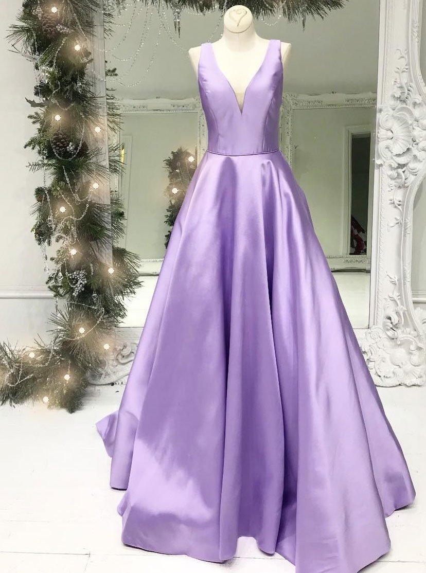 Purple Prom Dress, V Neck Prom Dress, Senior Formal Dresses, Satin Prom Dress, Prom Dress, Prom Dresses 2023, Vestido De Festa De Longo, Elegant