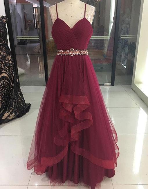 Beaded Prom Dress, Burgundy Prom Dress, Prom Dresses 2022, Spaghetti Straps Prom Dress, Prom Dresses, Prom Dresses 2023, Vestido De Longo, Prom