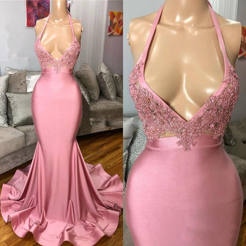 Pink Evening Dress, Lace Applique Evening Dress, Sexy Formal Dress, 2022 Party Dress Women Evening, Beaded Evening Dress, Modest Evening Dress,