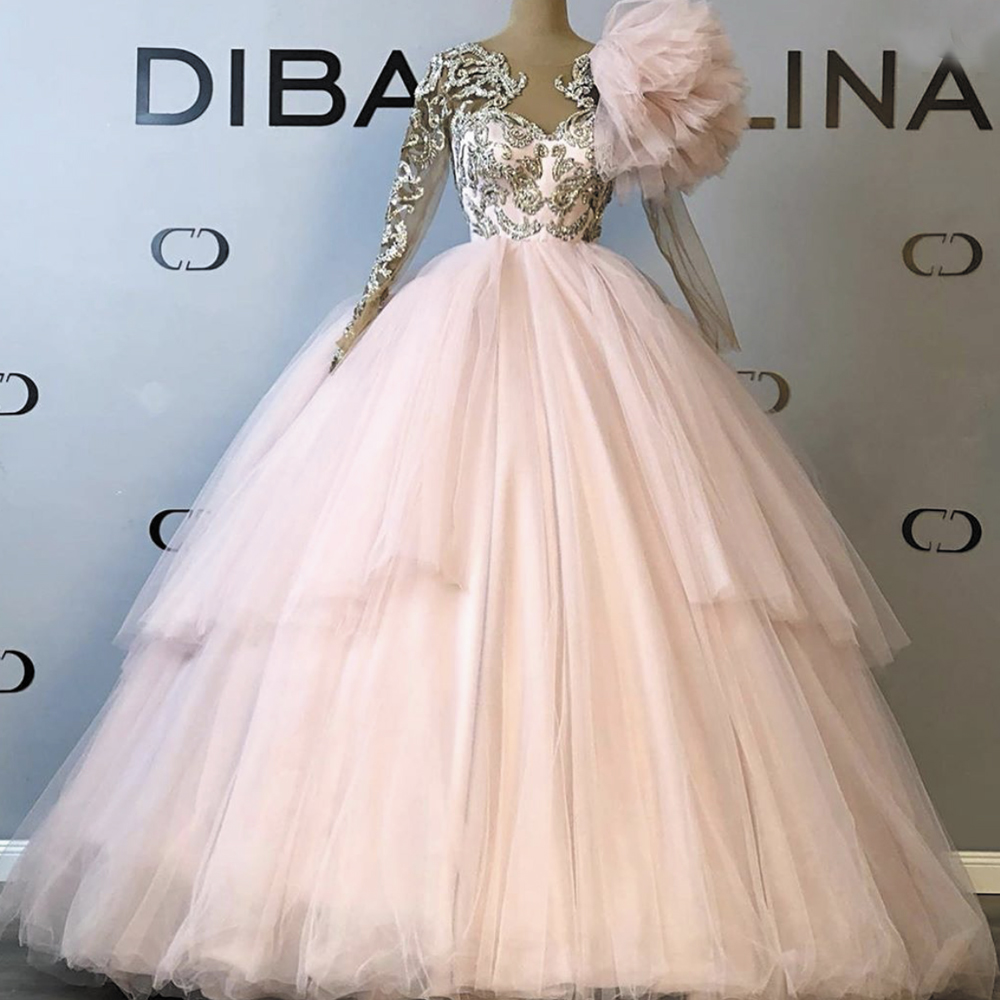 Pink Prom Dresses, Ball Gown Prom Dresses, Sweet 16 Dresses, Lace Applique Prom Dress, Long Sleeve Prom Dress, Prom Dresses 2022, Vestido De