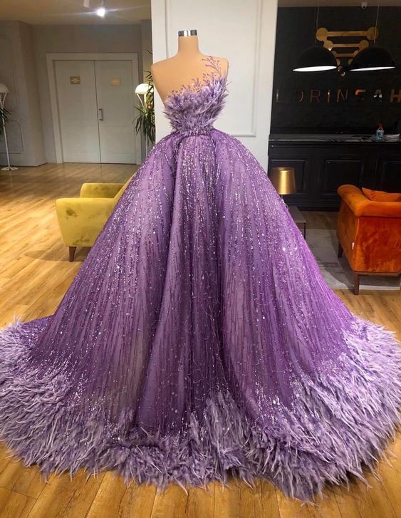 Luxury Prom Dresses, Purple Prom Dresses, Sparkly Prom Dress, Ball Gown Prom Dresses, Vestido De Fiesta, Feather Prom Dresses, 2022 Prom Dresses,