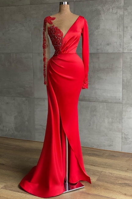 Red Evening Dress, Lace Applique Evening Dresses, Modest Evening Dress, Mermaid Evening Dresses, Vestido De Longo, Robe De Soiree, 2023 Evening