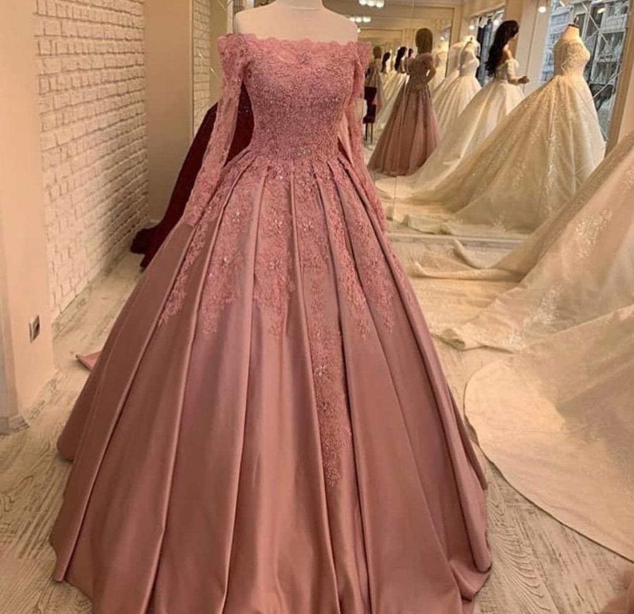 Pink Prom Dress, Lace Applique Prom Dresses, Beaded Prom Dress, Satin Prom Dresses, Robe de Soiree, Vestido de Fiesta, Elegant Prom Dresses,