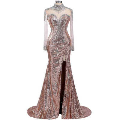 Rose Gold Evening Dress, Pink Evening Dresses, 2023 Evening Dress, Crystal Evening Dresses, Beaded Evening Dress, Vestido De Fiesta, Robe De