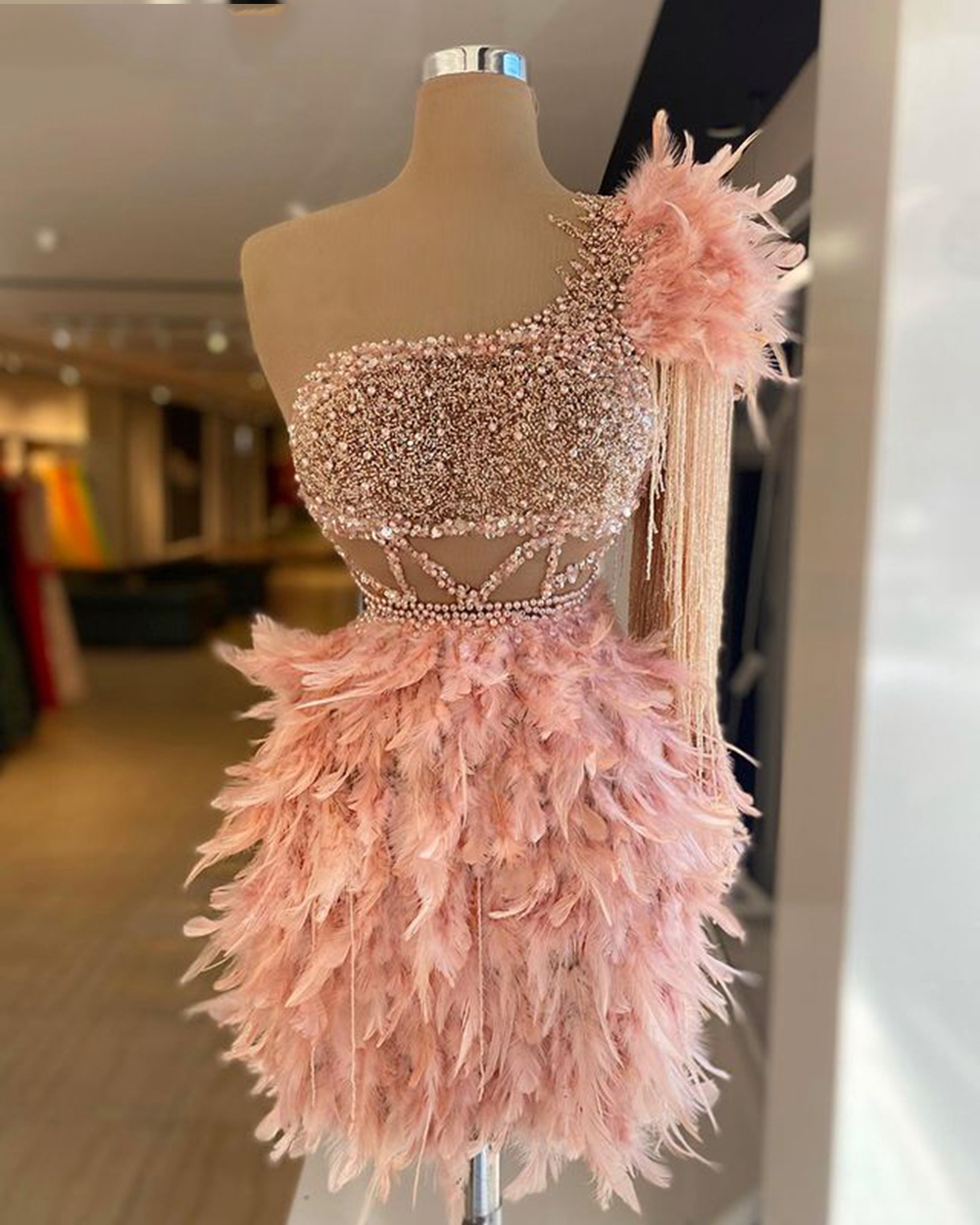 Feather Prom Dress, Party Dresses 2023, Pink Prom Dress, Cocktail Dresses, Short Prom Dress, Luxury Prom Dress, Prom Dresses 2024, Beaded Prom