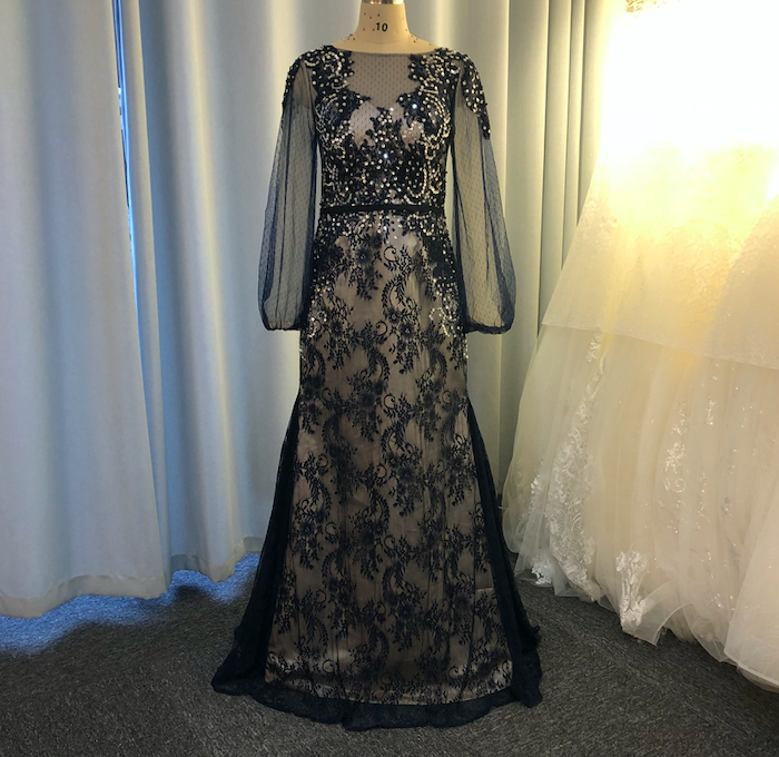 Mother Of The Bride Dresses, Lace Applique Evening Dress, Formal Dresses 2023, Beaded Evening Dress, Evening Gown, Long Sleeve Evening Dresses,