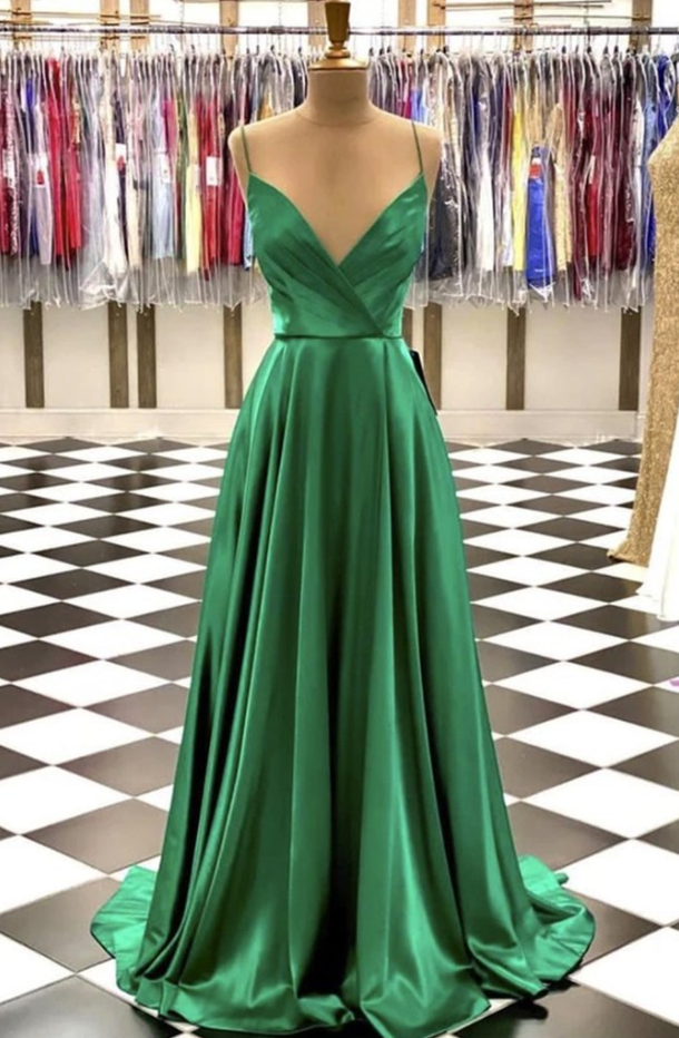 Green Prom Dresses, Tulle Prom Dress, A Line Prom Dress, Senior Formal Dress, Elegant Prom Dress 2023, Vestido De Longo, Spaghetti Strap Prom