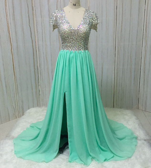 Mint Green Prom Dress, Beaded Prom Dress, V Neck Prom Dresses, Vestidos De Graduation, Formal Occasion Dresses, Prom Gown, Prom Dresses 2024,