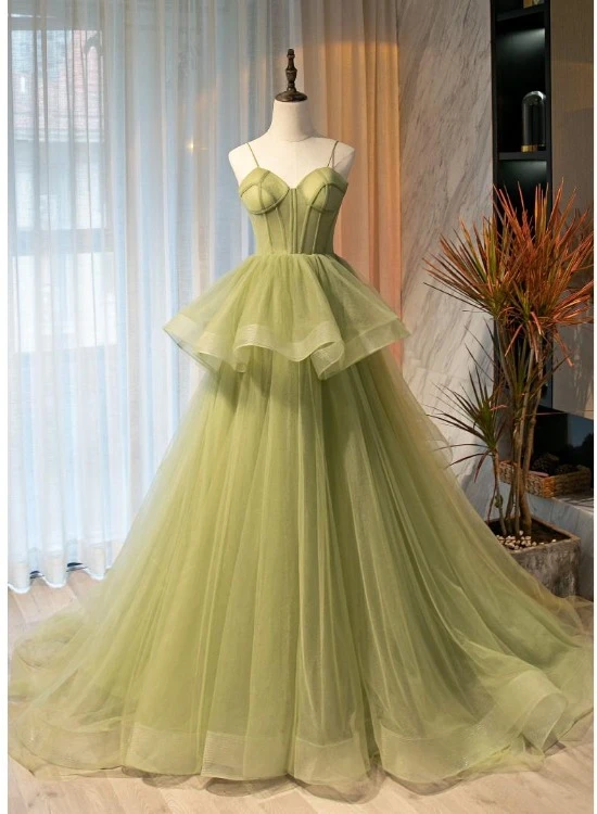 Simple Prom Dress, Green Prom Dress, Prom Ball Gown, Tulle Prom Dresses, Vestidos De Fiesta, A Line Prom Dress, Prom Dresses 2024, 2025 Prom