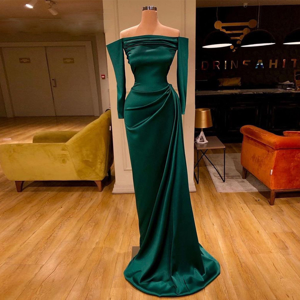 Simple Evening Dresses, Vestidos De Fiesta, Abendkleider, Robe De Soiree, Green Evening Dress, Long Sleeve Evening Dress, Party Dress Women