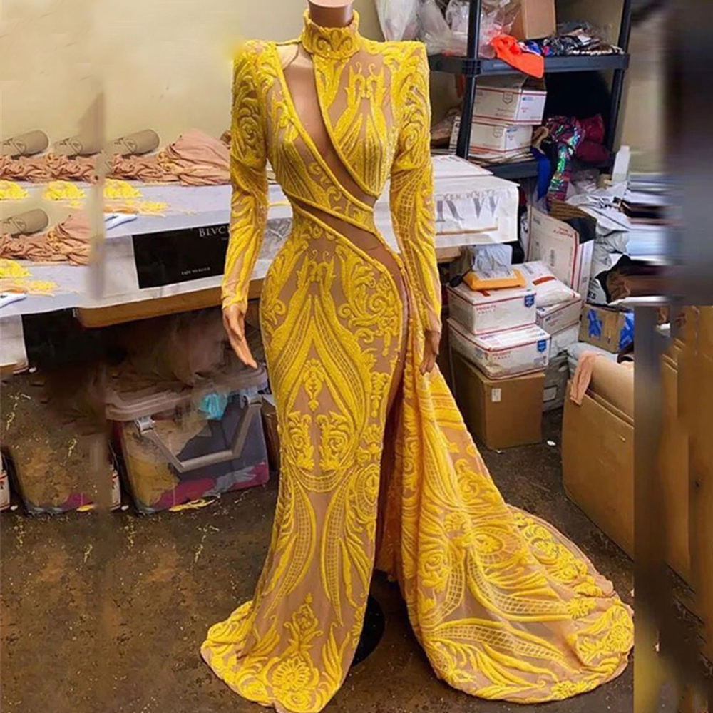 Vestidos Elegantes Para Mujer, Yellow Evening Dress, Glitter Evening Dresses, Luxury Evening Dress, Robe De Soiree, 2024 Evening Dresses, Evening