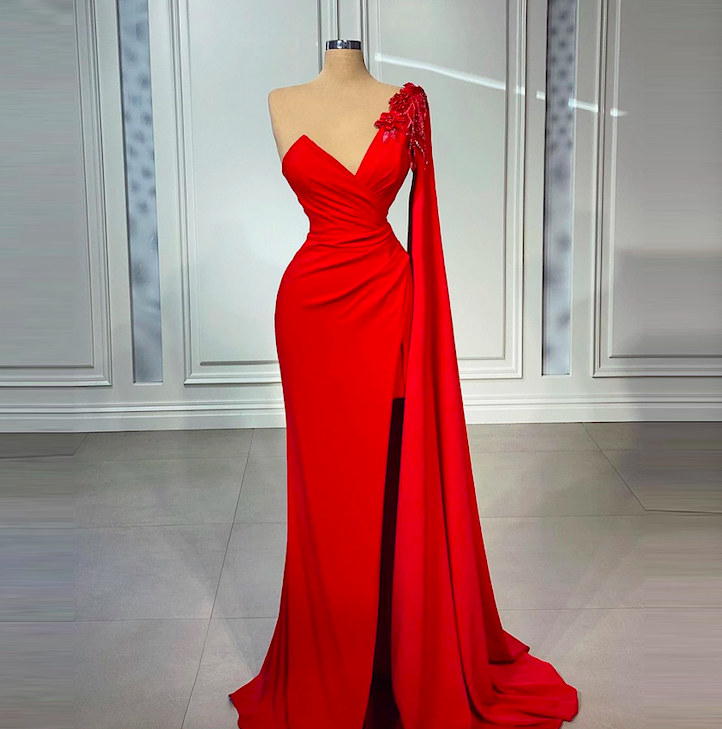 Red Evening Dresses, Simple Evening Dress, Elegant Evening Dresses, Vestidos De Fiesta, Fashion Prom Dress, Women Fashion Dress, One Shoulder