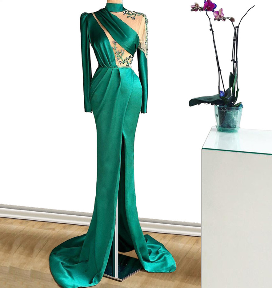 Green Prom Dresses, High Neck Prom Dress, Robe De Soiree, Abendkleider 2025, Prom Dresses 2024, Beaded Prom Dress, Formal Dress, Mermaid Prom