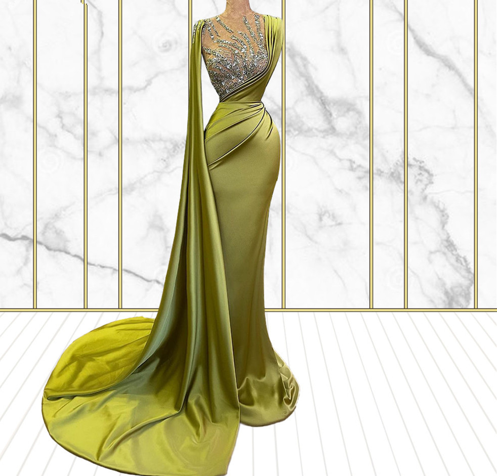 Emerald Green Prom Dress, Beaded Prom Dresses, Robe De Soiree, Satin Prom Dresses, Modest Prom Dress, Elegant Prom Dresses, Vestidos De Fiesta,