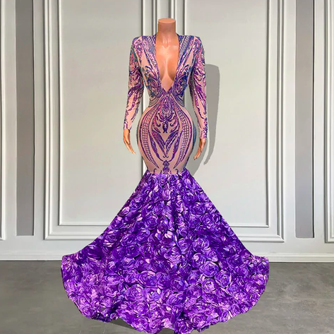 Purple Prom Dress, 3d Flowers Prom Dresses, Prom Dresses 2024, 2025 Prom Dresses, Vestidos De Fiesta De Longo, Elegant Prom Dresses, Formal Party