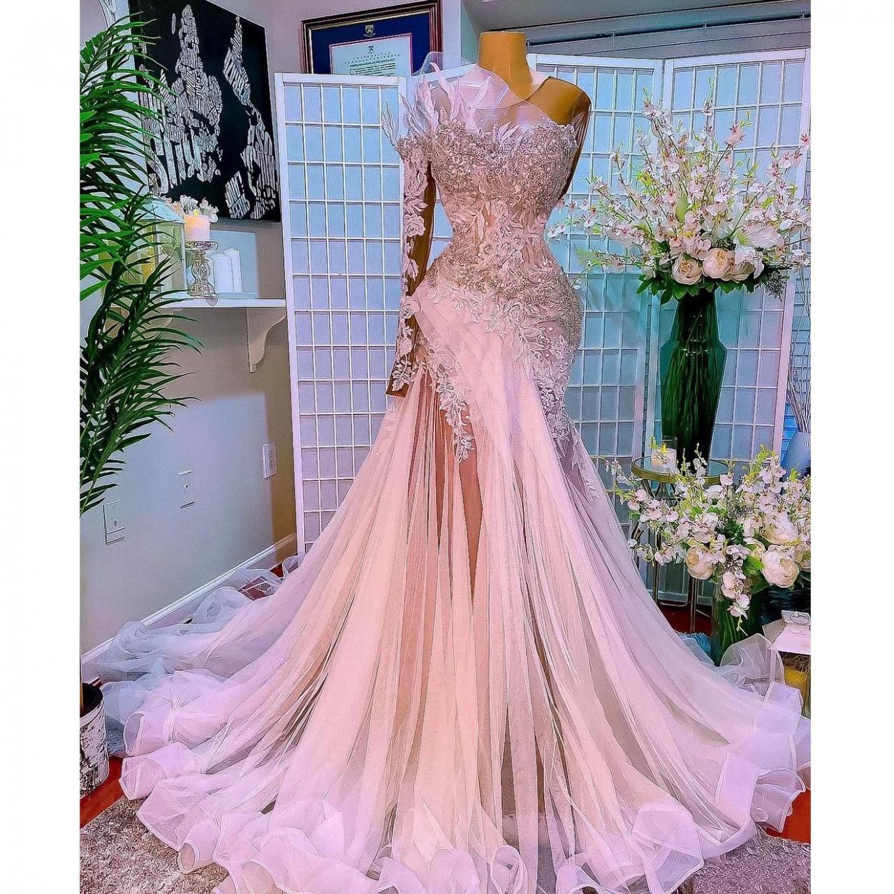 Pink Prom Dress, Lace Applique Prom Dresses, 2024 Prom Dress, Mermaid Prom Dresses, Tulle Prom Dresses, Formal Party Dress, Prom Dresses 2025,