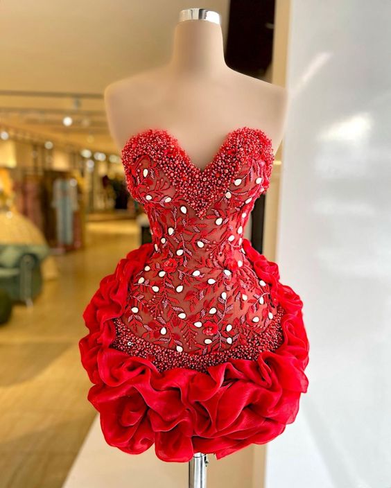Red Prom Dresses, Cocktail Party Dresses, Beaded Prom Dresses, Mermaid Prom Dresses, Party Dresses Women Evening, Lace Applique Prom Dresses,