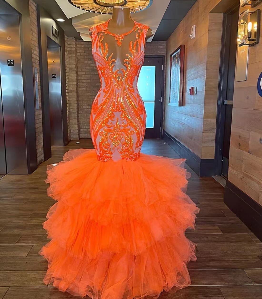Formal Occasion Dress, Mermaid Prom Dresses, Sparkly Prom Dresses, Vestidos De Fiesta, Robe De Soiree Femme, Orange Prom Dresses, Evening Dresses