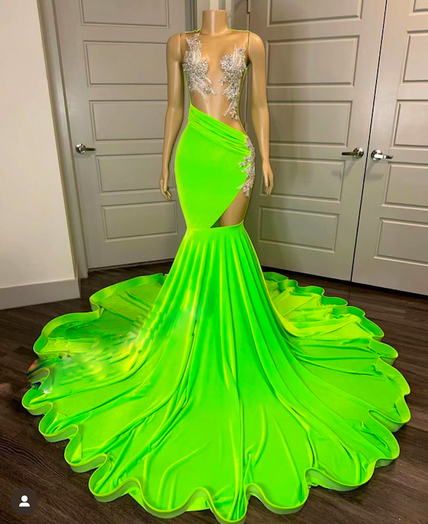 Gorgeous Prom Dresses, African Evening Dress, Green Prom Dresses, Luxury Prom Dress, Sheer Neck Sexy Party Dresses, Robes De Soiree Femme,