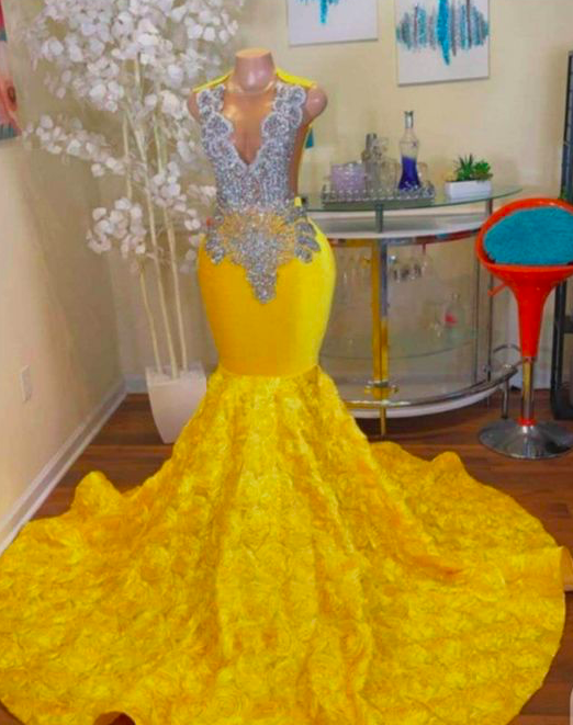 Robes De Soirée, Fashion Luxury Prom Dresses, Yellow Prom Dresses, Vestidos De Graduacion, Beaded Prom Dress, Crystals Evening Dresses, African