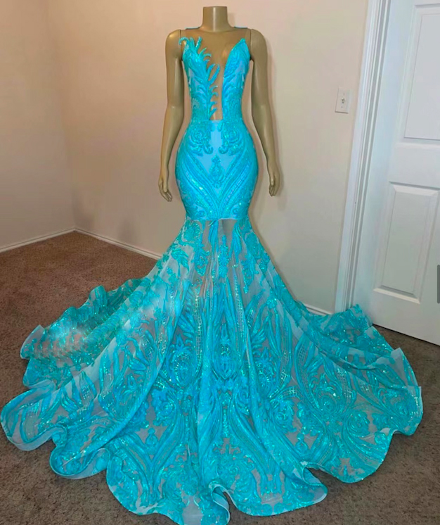 Blue Prom Dresses, Vestidos De Fiesta, Sparkly Prom Dresses, Mermaid ...