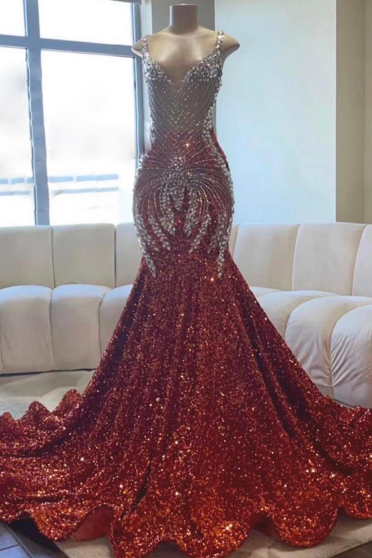 Modest Prom Dresses, Rhinestones Fashion Party Dresses, Custom Prom Dresses, Pretty Prom Dresses, Glitter Sequin Formal Gown, Beaded Evening