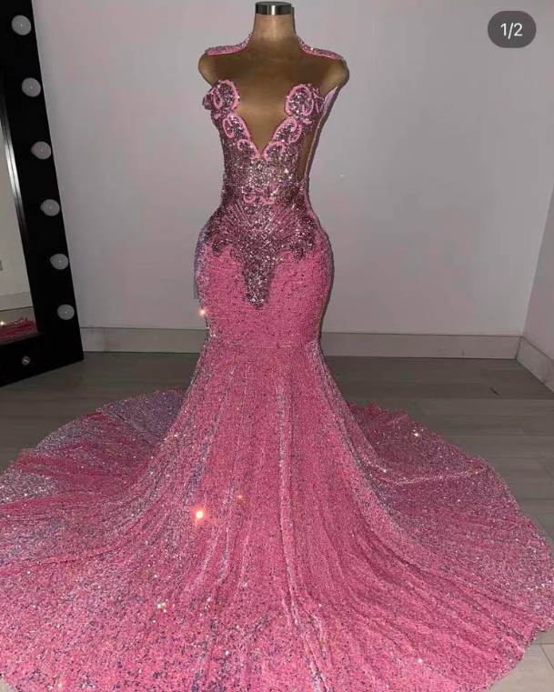 Vestidos De Fiesta, Pink Sparkly Prom Dresses, Luxury Birthday Party Dresses, Beaded Prom Dresses, Crystals Prom Dress, Rhinestone Embellished